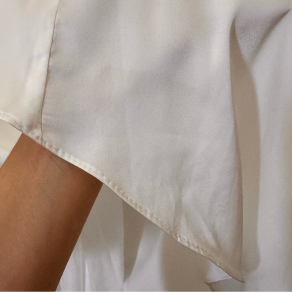 IEENA for Mac Duggal One Shoulder Hi-Low Draped Charmeuse White Dress Size 10 - Picture 16 of 16